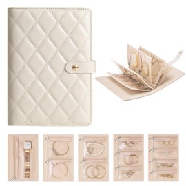 KWJEIULSOQ Travel Jewellery Organiser, Foldable Travel Jewellery Pouch with 5pcs Velvet Jewellery Pouches Bag, Jewellery Travel Pouch for Earring, Rings, Necklace, Bracelets