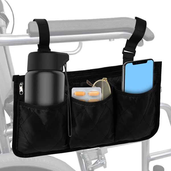 Vesaneae Wheelchair Storage Bag, Safe Storage Bag for Wheelchairs, Wheelchair Bag for Elderly, Seniors, for Most Wheelchairs, Walkers, Pushchairs (Black)