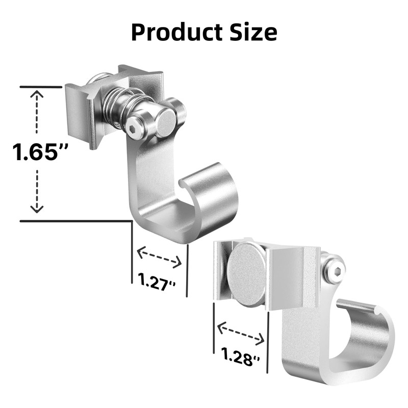 4 Pack L Track Hooks with Single Stud Fitting, Spring-Loaded
