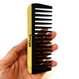 DOT Beauty Handmade Wooden Hair Comb – The Bamboo Wood Hair Comb - Eco Friendly Zero Waste Bamboo - Anti-Static Scent Natural Hair Wooden Combs-Ultra Wide Tooth Hair Comb 14.7 X 5.4 Cm.