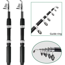 Fishing Pole, 6.9ft 2Pcs Collapsible Fishing Rods Set, Carbon Fiber Fishing Rod, 12 +1 Shielded Bearings Stainless Steel BB Spinning Reels Fishing Carrier Bag for Travel Saltwater Freshwater (6.9FT)