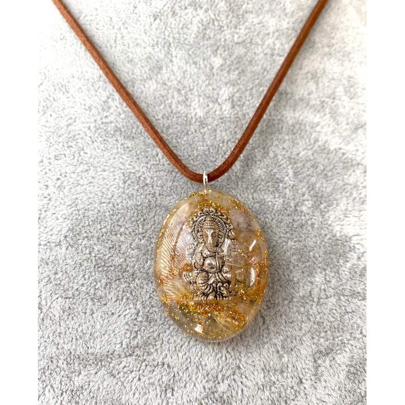 RELIGHT Natural Stone, Orgonite, Necklace, Ganesha, God Pendant, Power Stone,