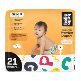 Hello Bello Premium Baby Diapers Size 4 I 21 Count of Disposeable, Extra-Absorbent, Hypoallergenic Baby Diapers with Snug and Comfort Fit I Alphabet Soup