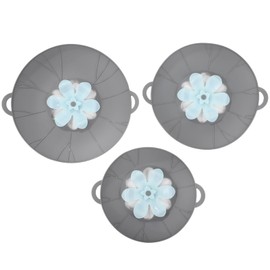 3 Pcs Silicone Spill Stopper Lids, 3 Sizes Splatter Covers, Reusable Lids with Flower Vent, Universal Pot Covers, Boil-Over Protectors, Safe for Microwave, Oven, Stovetop, Dishwasher