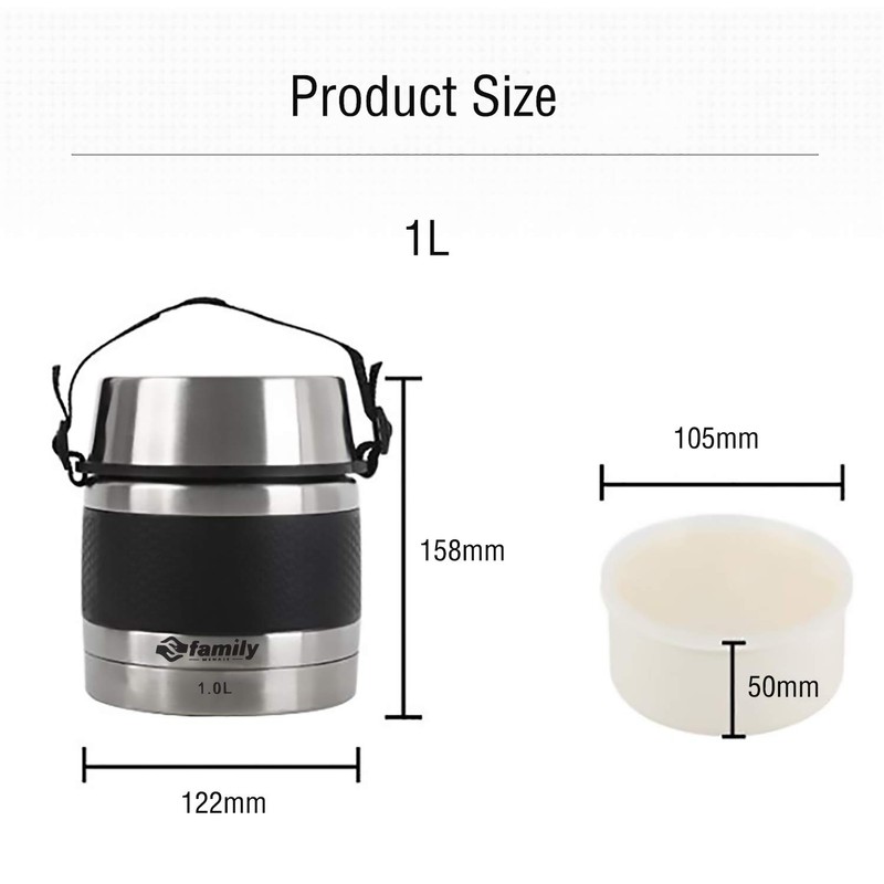 FAMILY Stainless Steel Thermos Flask Insulated Solids Liquid Container with
