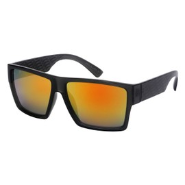 Edge I-Wear Plastic Rectangular Vintage Square Frame Sunglasses for Men Women Mirrored Lens 570111-REV-3(CLGY.rrev)