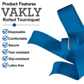 Disposable Tourniquet [Pack of 25] Blue 1" x 18 Inch Long Rolled and Banded Single-Use Elastic Latex-Free First Aid Tourniquets (25)