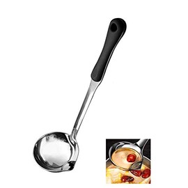 Millie Premium Stainless Steel Soup Ladle,stainless Steel Long Plastic Handle Soup Oil Separator Scoop, Kitchen Colander Filtering Grease Spoon