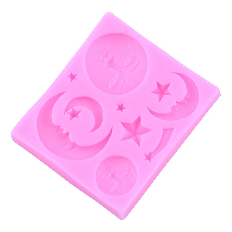 MIYAHOUSE Sun Moon Face Fondant Mold Sun Face Star Silicone