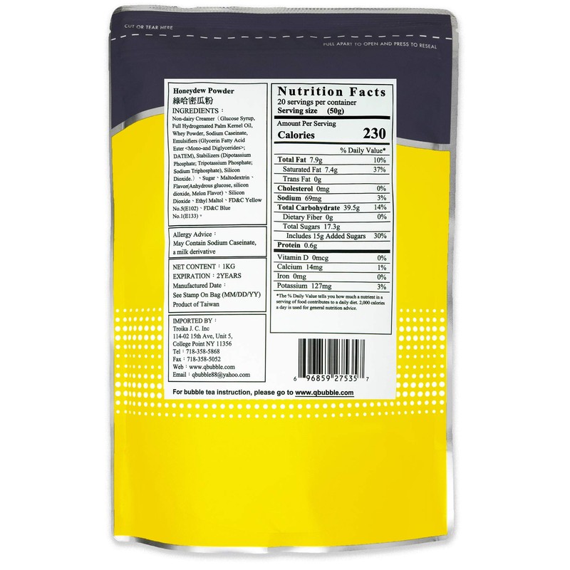 Qbubble Tea Powder Green Honeydew Powder, 2.2 Pound