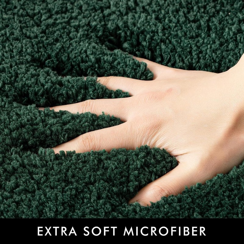MIULEE Dark Green Absorbent Bath Rugs Soft Small Bathroom Mats