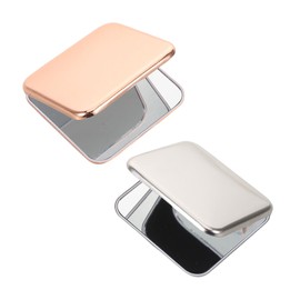 HONMEET 2pcs Metal Compact Folding Mirrors for Travel and Daily Use Double Sided Handheld Makeup Mirrors in Chrome and Rose Gold Lightweight Vintage Vanity Accessories