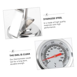 IWOWHERO Stainless Steel Meat Thermometer for Grilling Cooking Accurate BBQ Picnic Tool with Long Probe High Temperature Resistant Grilling Accessory