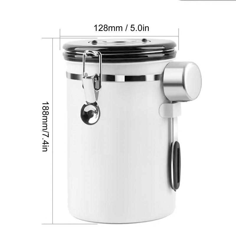 Coffee Beans Canister with Exhaust Valve Stainless Steel Storage Sealing