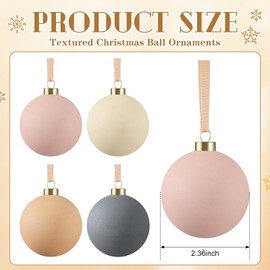 Sotiff 12 Pack Textured Christmas Ornaments Bulk 2.4 Inch Textured Christmas Balls Decoration Holiday Matte Textures Ball Ornaments for Christmas Tree Party Xmas Hanging Decorations
