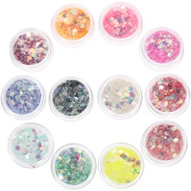 Gel Cosmético Brillo y Purpurina Líquida Corporal 12 Colores Caja Kit Maquillaje Facial Cabello Festival Uñas Cuerpo