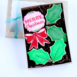 ½ Dz. Merry Christmas Holly Gift Boxed Cookies! Christmas Cookies for All! Christmas Birthday Themed Party Favors or Gift!