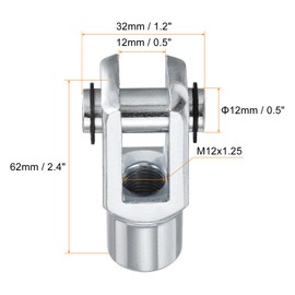PATIKIL Air Cylinder Rod Clevis End 2 Pack 62mm Length M12x1.25 Female Thread Y Connector, Silver