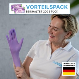 200 x ARNOMED Disposable Gloves Purple (2 x 100 Pieces) Disposable Nitrile Gloves L Nitrile Gloves Powder-Free Rubber Gloves Disposable Protective Gloves Nitrile XS S M L XL