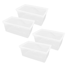 Superio 4-Pack Shoe Box Modern Storage Container - 6.5 Quart/6 Liter, Stackable Plastic Shoe Box Organizer (13.5" L x 8.35" W x 5.2" H)
