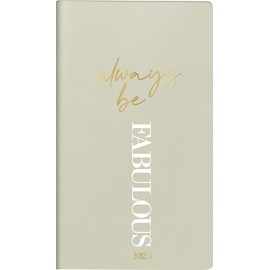 rido/idé Pocket Calendar Model Pocket Planner Int. (2025) "Fabulous", 2 Pages = 1 Week, A6, 144 Pages, Faux Leather Cover, Flexible, Light Grey