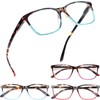 Henotin 4 Pack Ladies Reading Glasses Blue Light Blocking Spring