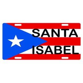 Fast Service Designs Puerto Rico Flag SANTA ISABEL License Plate PR Boricua Isla Del Encanto Emblem