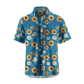 ORIONRIDE Cycling Shirts-Original Daisy Design,Zipper Pockets,Short Sleeves,Button Down Gravel Shirts for Biking