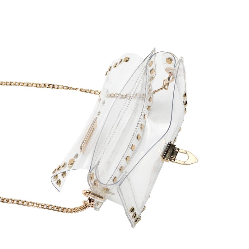 Clear Crossbody Purse Bag for Women Stadium Approved with Studded