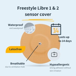 MySweetStitch | Patch for Freestyle Libre 1 & 2 Sensor with VENTILATION HOLE waterproof, ROUND (10 pieces) | Made in Germany | Outer Ø 65mm, Inner Ø 6mm | Pride