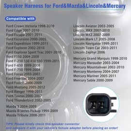 Jayubien 72-5600 Door Speaker Wiring Harness Compatible with Ford F150 F250 Escape Expedition Explorer Ranger Mustang Lincoln Mercury Mazda 2PIN Car Speaker Wire Adapter Connector Kit 4PCS