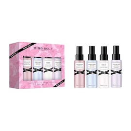 So...? Miss So Set - Aerosoles corporales para mujer, aroma frutal, floral, irresistible, de larga duración, vegano, libre de crueldad, 4 unidades