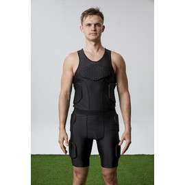 Men’s Padded Compression Shirt Sports Protective Vest Rash Guard Basketball Training Tank Top M