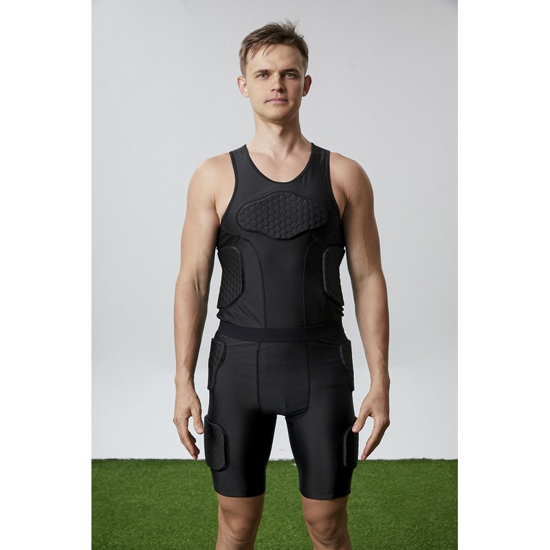 Men’s Padded Compression Shirt Sports Protective Vest Rash Guard Basketball