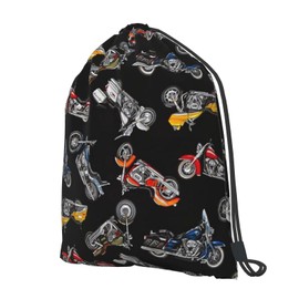 Mochila con cordón de color azul con diseño de tortuga marina, para deportes, gimnasio, playa, viajes, para hombres y mujeres, Paquete de correas con cordón para motocicleta de dibujos animados, Medium