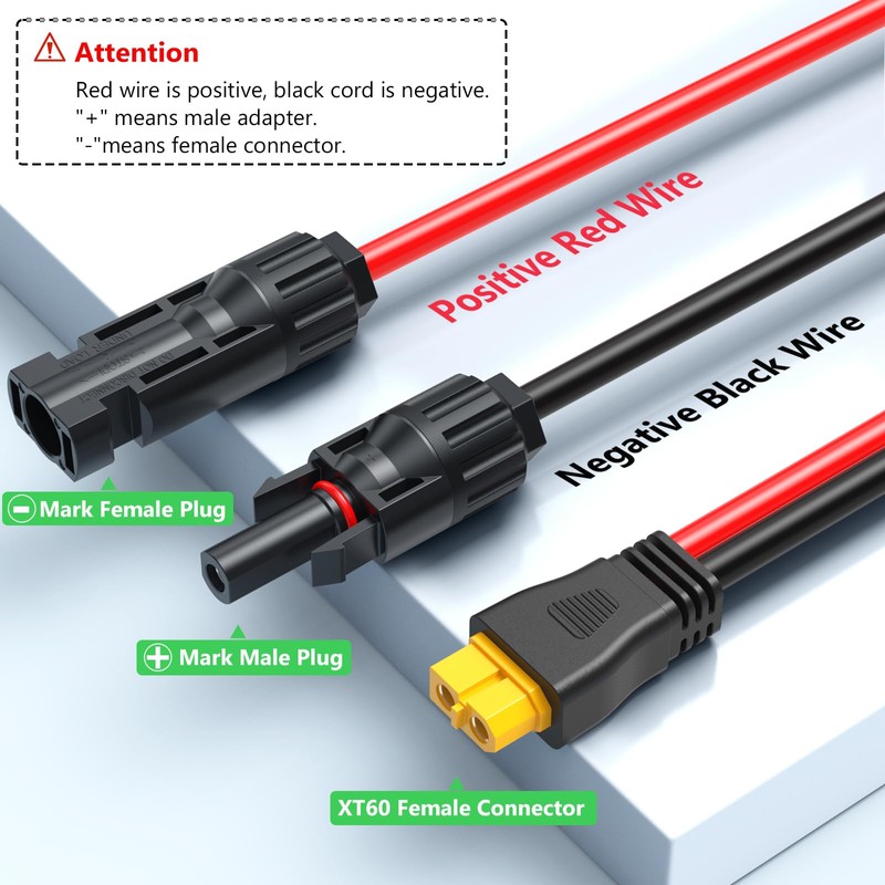 Vansdon 10AWG XT60 Solar Cable- Solar to XT60 Cable 20FT