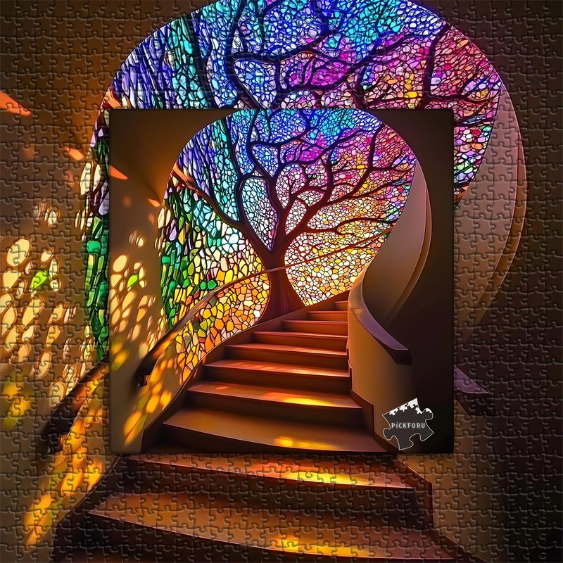PICKFORU Tree of Life Puzzle for Adults 1000 Pieces, Rainbow