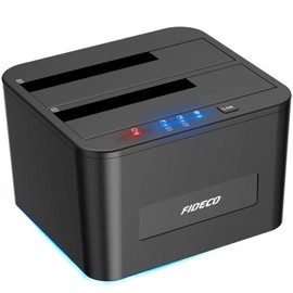 FIDECO Hard Drive Docking Station, USB 3.0 SATA HDD Docking Station for 2.5 & 3.5 inch SATA HDD/SSD, Dual Bay, Support Offline Clone and UASP