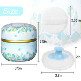 WEMEGA Body Powder Case with Powder Puff Powder Container Tea Box for Baby and Women Powder Puff and Powder Case for Travel (Light Green)
