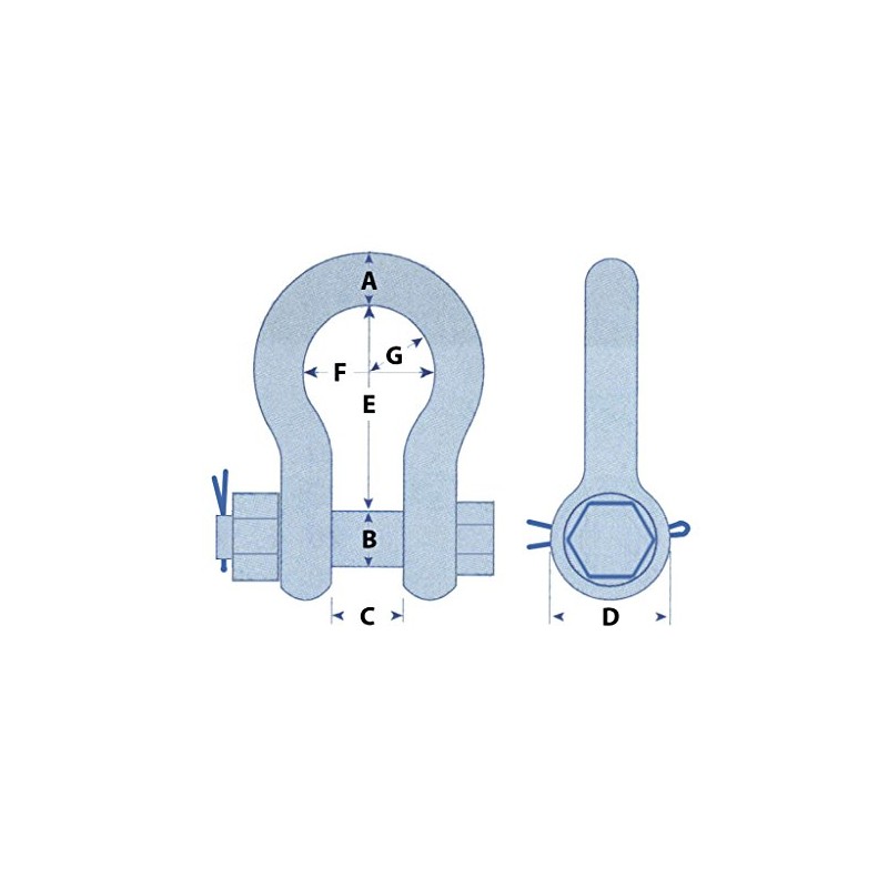 Safety Pin Bow Shackles X2-0.75 Ton