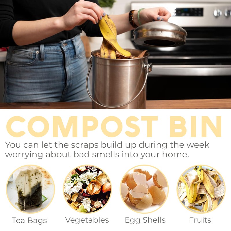 EPICA Countertop Compost Bin Kitchen | 1.3 Gallon | Odorless