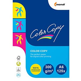 Mondi ColorCopy DIN A6 Paper 300 g/m² Pack of 125 Sheets White Paper Suitable for Laser Printers and Inkjet Printers