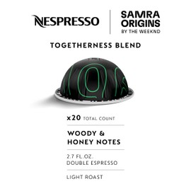 Nespresso I Samra Origins by The Weeknd Vertuo Togetherness Blend, Double Espresso, Light Roast, 20-Count Coffee Pods, Brews 2.7 fl. Oz.