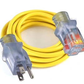 pizety 12 Gauge Extension Cord 40 ft Heavy Duty Outdoor Extension Cord 40 ft 12/3 Indoor Outdoor 125V, 1875 WATTS 15 amp Extension Cord 12/3 Prong Lighted End Extension Cord