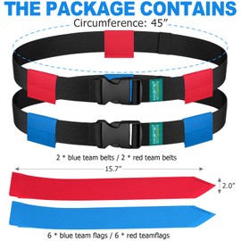 HASITE Flag Football Belts, 2/4/10/14 pcs of Adjustable Flag Football Set with Flags, Suitable for Youth Adults and Kids (14pcs(4 Red+4 Blue))