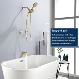 DIFEINI 2 Handle Shower Faucet Set with Tub Spout Bathtub Shower Faucet Combo Set Shower System Complete Tub and Shower Trim Kit Brushed Gold Wall Mounted Shower Fixtures