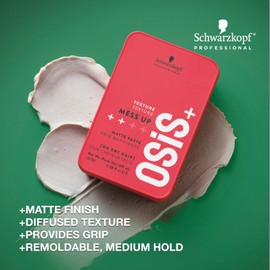 OSiS+ Mess Up, 6.76 oz (2 Pack) | Matte Paste for long-lasting Medium Control | Pliable, Moldable Styling Paste with Carnauba Wax and Beeswax | Flexible Styling and Messy Hair Looks