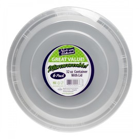 Premium Deep Round Black Containers - 32 oz (Pack of 6) - Stackable & Leak-Proof Design | Perfect for Meal Prep, Storage & Reusable Home Organization