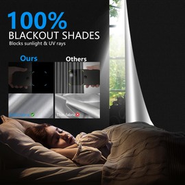 Blackout Blinds 300x145cm, Blackout Curtains for Bedroom, Cuttable Temporary Blackout Shades Film with 20 Hook and Loop Straps, 30 Nano Stickers for Baby Room, Travel Rv, Dorm or Office