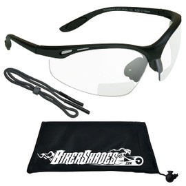 Bikershades Safety Bifocal Reader Glasses Clear +1.50 w/Strap Men Women Wrap-Around Semi-Rimless